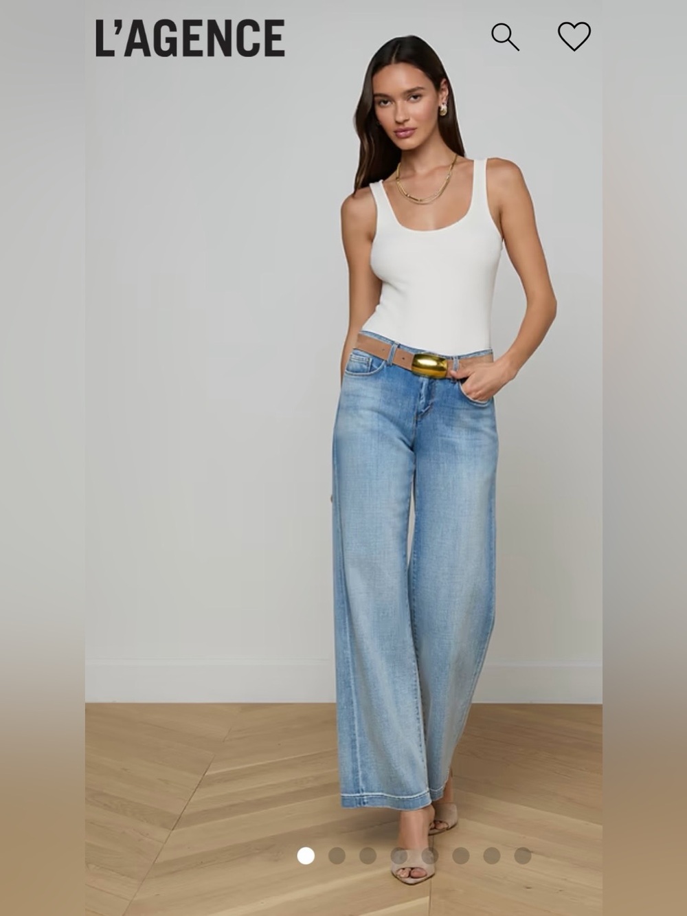 L’AGENCE Joanne Low Rise Wide Leg Jeans Dry Ice size 23 *inseam 29”